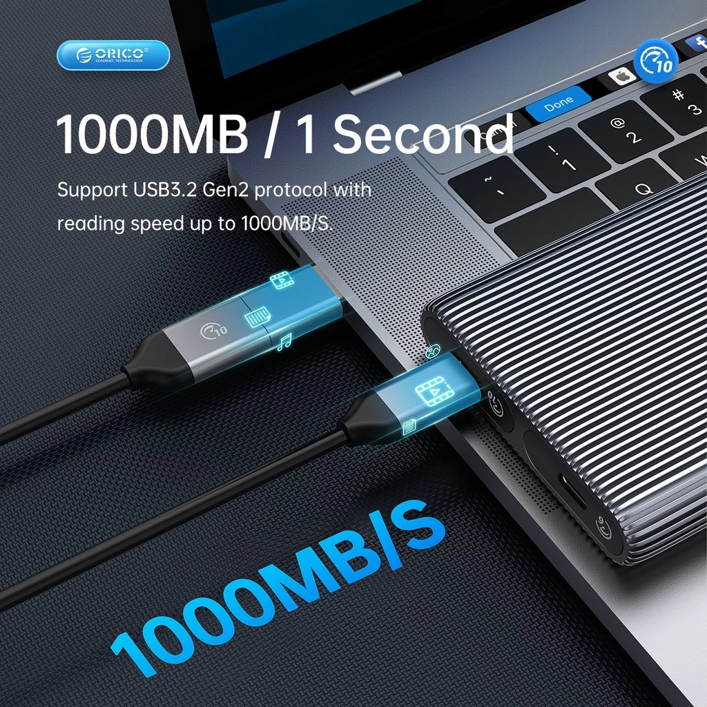 ORICO AM2C3-2SN/AM2C3-2N Dual Bay Aluminum M2 NVMe SSD Enclosure USB3.1 Gen2 10Gbps For M Key M&B Key NVMe PCIe SSD With Built-in Cooling Vest. 