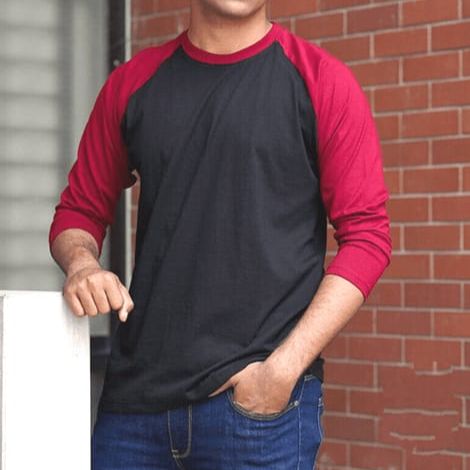 cotton fabric long sleeve Raglan t shirt for men-Raglan tshirt. 