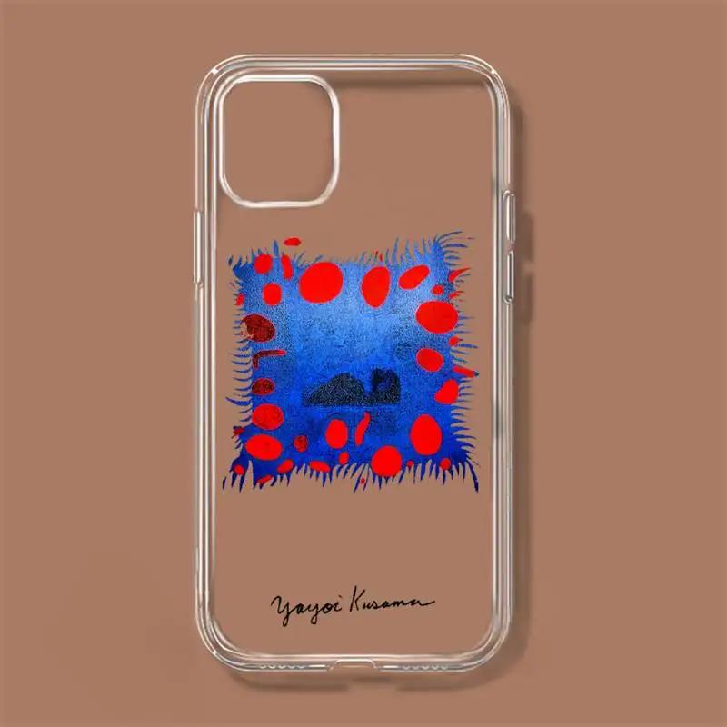 Yayoi Kusama Art Phone Case For iPhone 11 12 Mini 13 14 Pro XS Max X 8 7 6s Plus 5 SE XR Transparent Shell. 