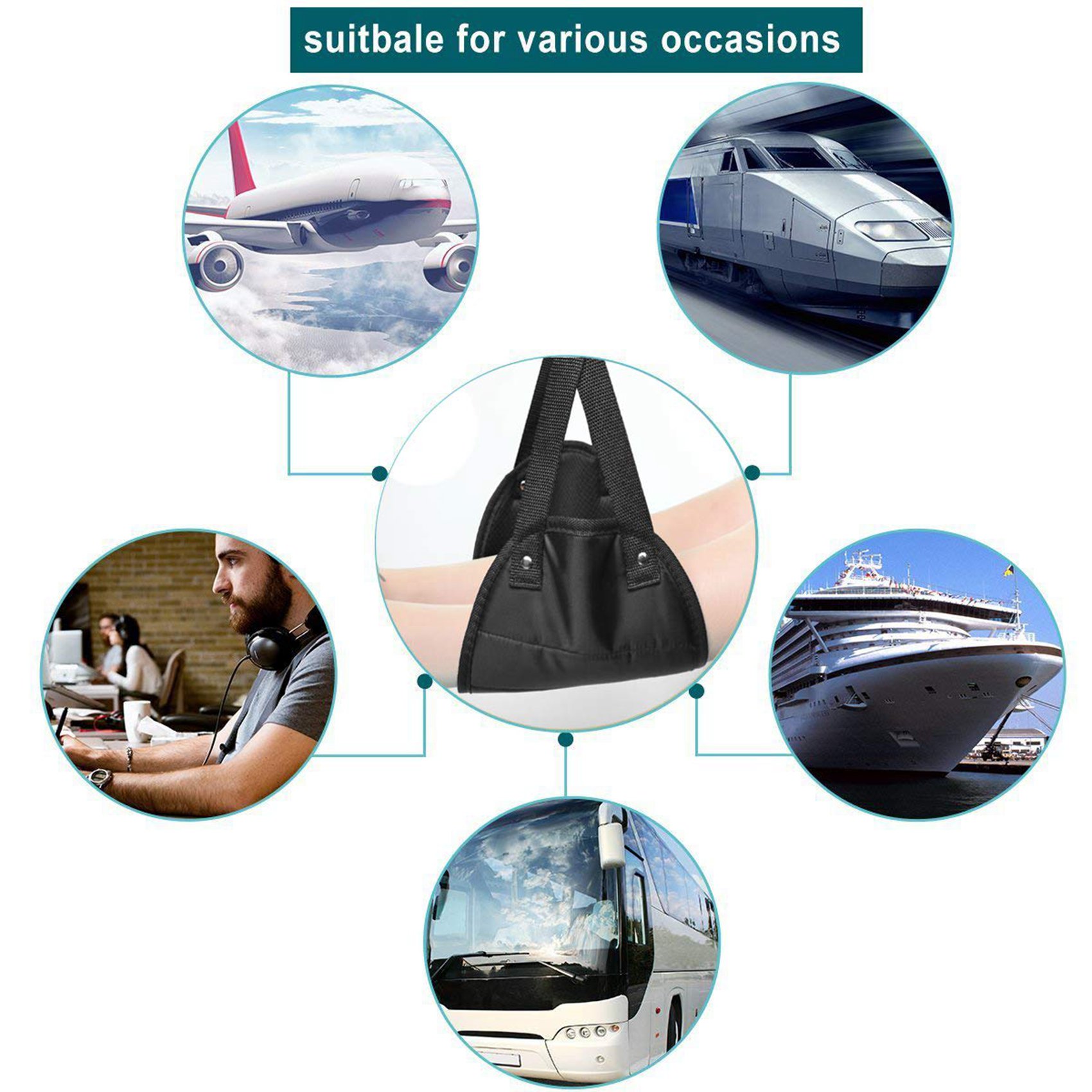 2X Ergonomic Foot Rest, Travel Footrest Airplane Leg Rest Flight Foot Hammock Carry-on und er Desk Accessories. 