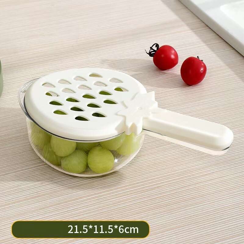 Transparent Multifunctional Mini Drain Basket With Strawberry Handle Lid For Fruits Vegetables, Kitchen Preservation_voghion.com