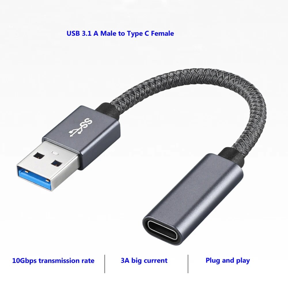 SHIWANA USB A to USBC Data Transfer Connector Type C OTG Cable USB3.0 3.1 Adapter Cable for Phone Laptop Car Extension Converter. 
