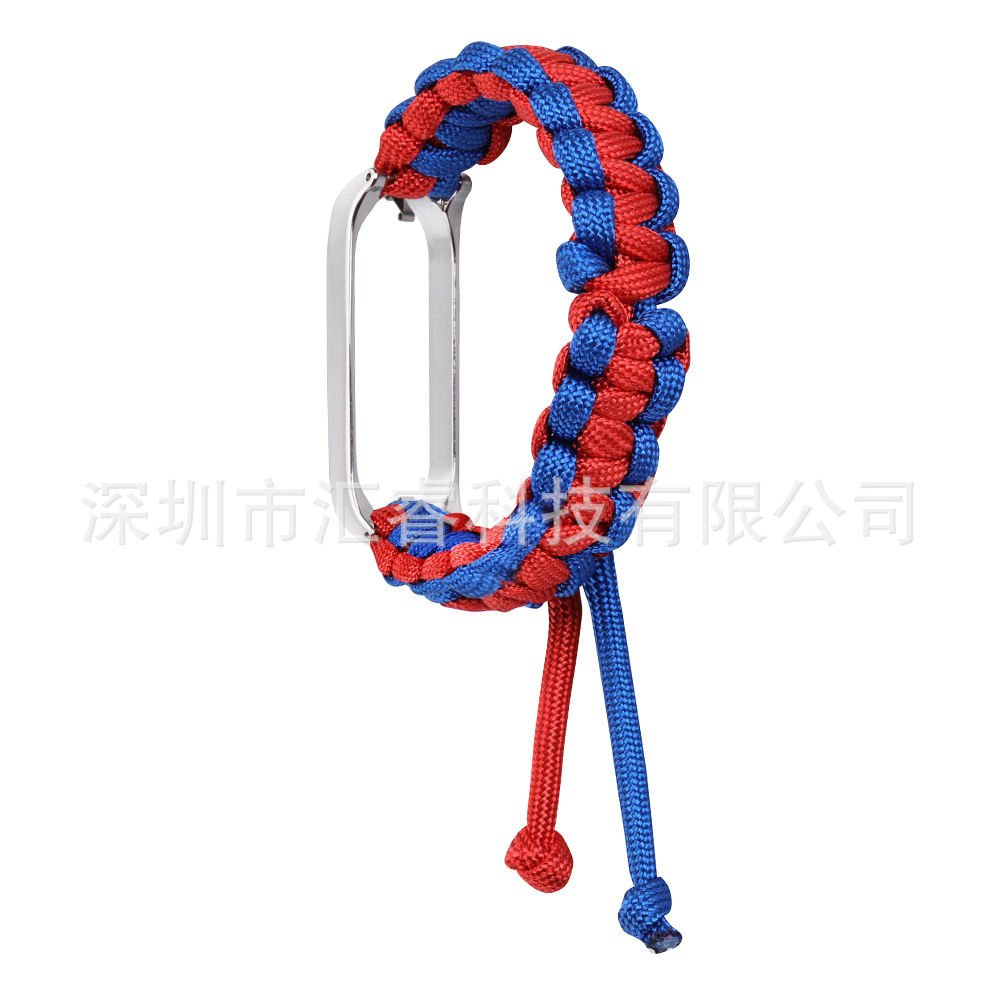 For Mi Band 8/7/6/5/4/3 NFC paracord weave adjustable wristband. 