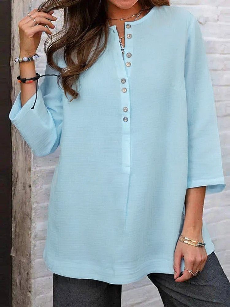 Effortless Style: Women's Oversized O-Neck Cotton Tunic Top. 