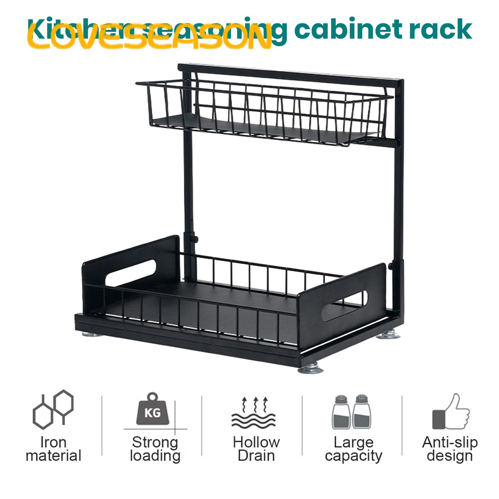 Loveseason Maximize Your Kitchen Space with our Under Sink Organizer Double Layer Sliding Drawer Large Capacity for Easy Access Bathroom and Organization Adjustable Height Cabinet Customized Storage Perfect Homes Restaurants Hotels Order Now a Tidy. 