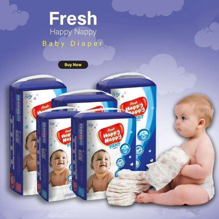 Fresh Happy Nappy Pant Diapers (M Size 5pcs) for Babies Weighing Between 7-12kg