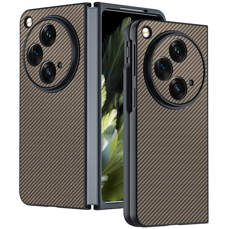 Applicable OPPOFindN3 Mobile Phone Shell Carbon Fiber Kevlar Pattern OnePlus One plus OPEN Protective Case Leather Case. 