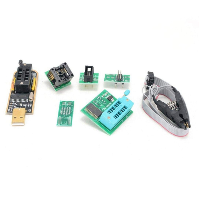 CH341A BIOS USB Programmer SOP8 DIP8 1.8V Conversion Socket 8-Pin Test Clip Set for IPhone or Motherboard. 