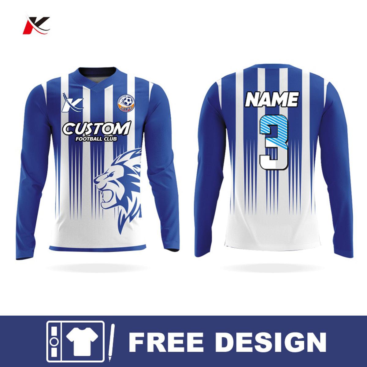 Personalized Sublimation Custom Plus Big Size Soccer Uniform Shirts Club Team Breathable Long SLeeve Football Jerseys For Men