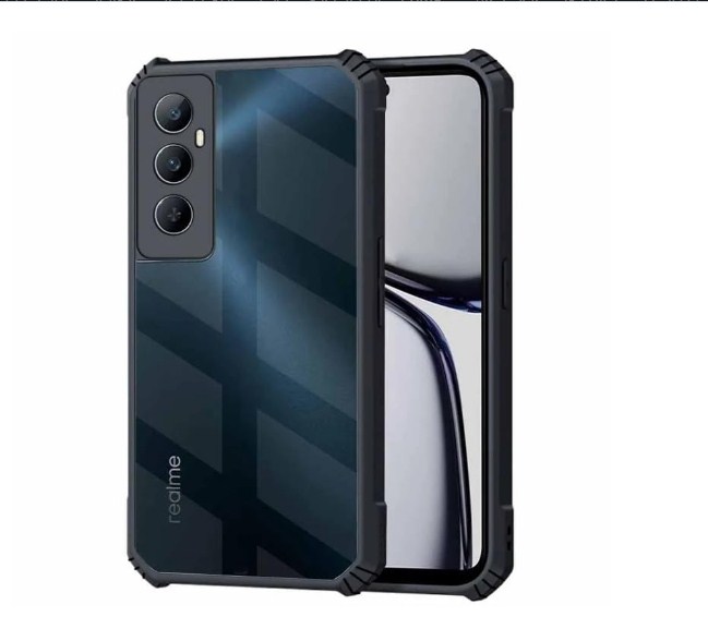 Spazy Case® Realme C65 4g Back Cover | Transparent Crystal Clear Hard PC Back Case with TPU Bumper, Drop Protection Case Cover for Realme C65 4g