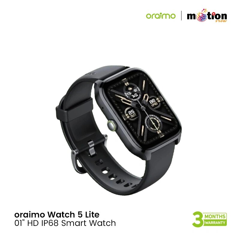 Oraimo Watch 5 Lite OSW-804 Black Bluetooth Calling Smart Watch. 