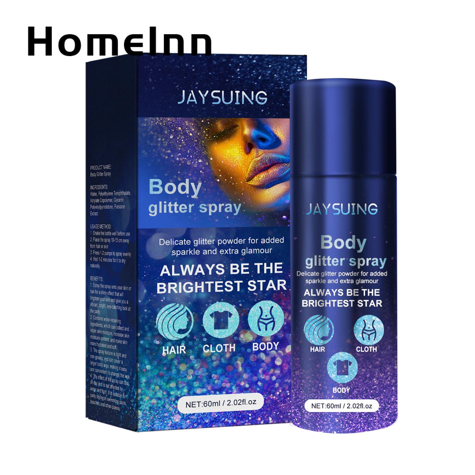 Glitter Spray for Body Sparkling 60ml Glitter Spray for Face Hair Collarbone Party Enhancer with High-gloss Shine Flashy Sequins Spray Southeast Asian Buyers' Favorite Sparkly Body Mist. 