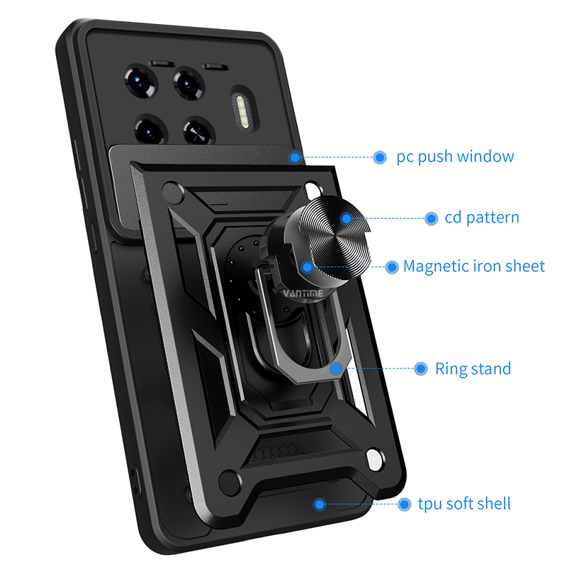 Vantime for Tecno Spark 20 Pro+ Plus 4G Case Hard Sliding Lens Protect Stand Holder Back Cover. 