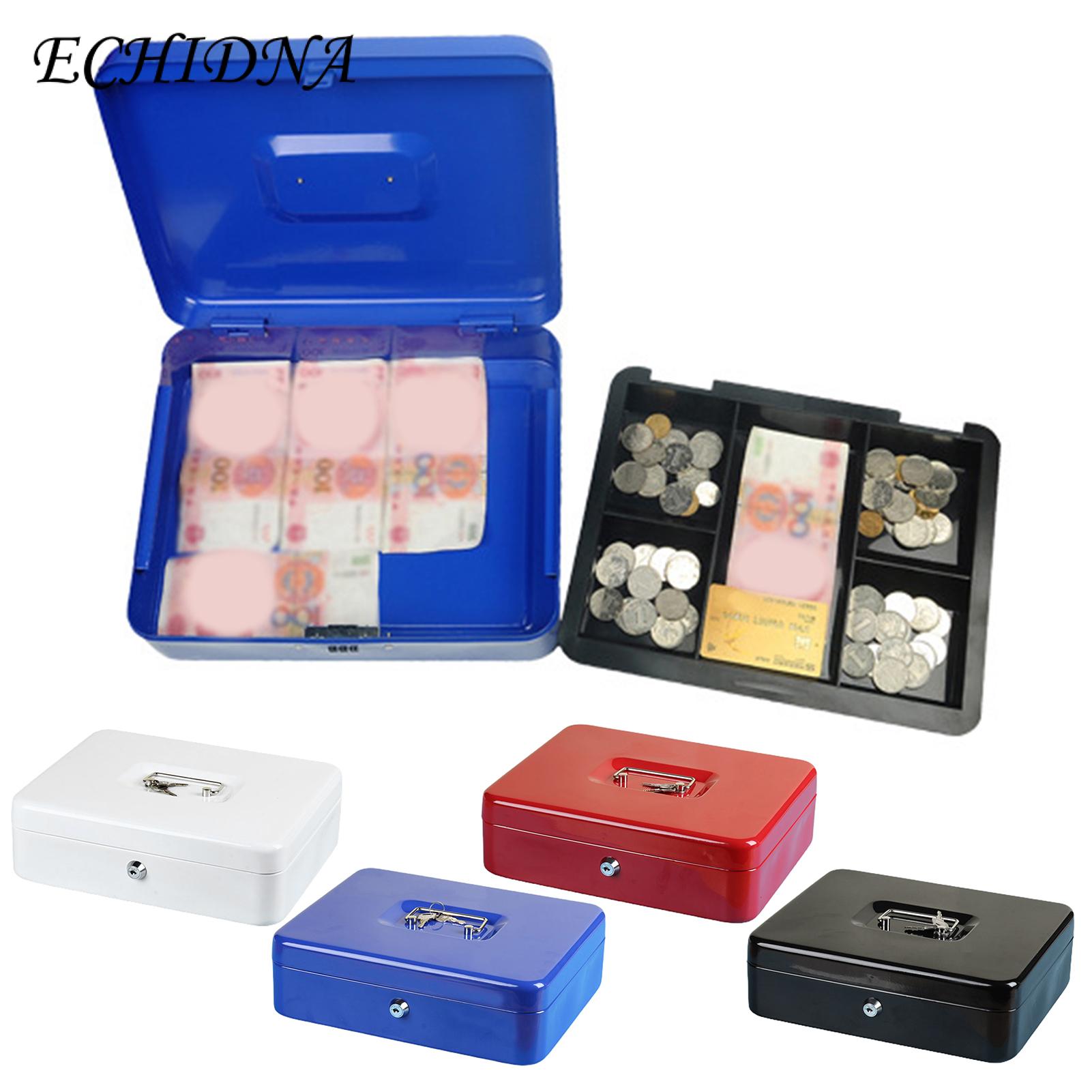 Metal Money Box Secure Fireproof Cash Safe Box with Lock 2 Keys Anti-theft Shockproof Multi-compartment Storage for Valuables Deposit Tin Money Box with Handle. 