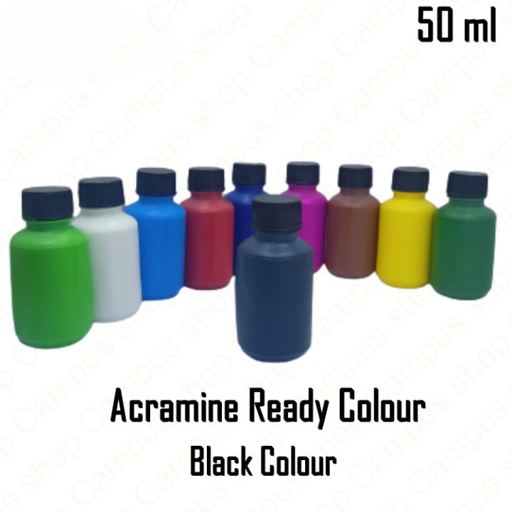 Acramine Ready Colour For Febric Paint(White, Black, Cobalt Blue, Ultramarrine, Ligtht Green, Deep Green, Brunt Umber, Megenta, Red and Yellow). 