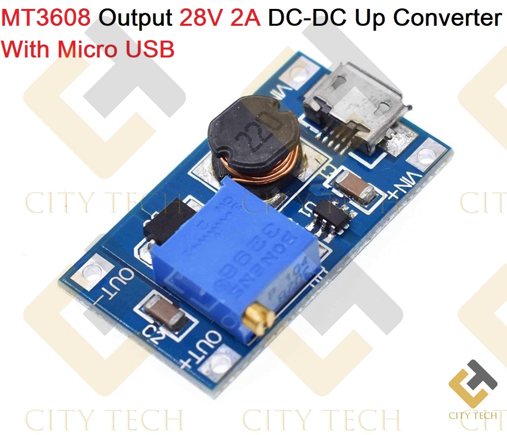 DC DC Step Up MT3608 3608 Boost Converter Micro USB DC 2V-24V to 5V-28V 2A Adjustable Voltage Regulator Module Power Supply Electrical Circuitry & Parts. 