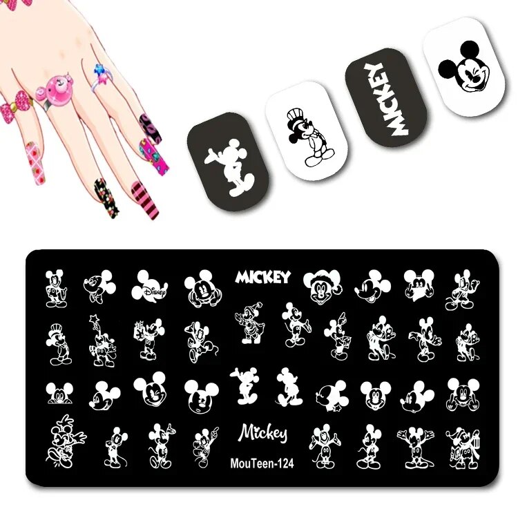 DISNEY Mickey Cute Head Stamping Plates Minnie Nail Stamp Disney Series Nail Art Design #127. 