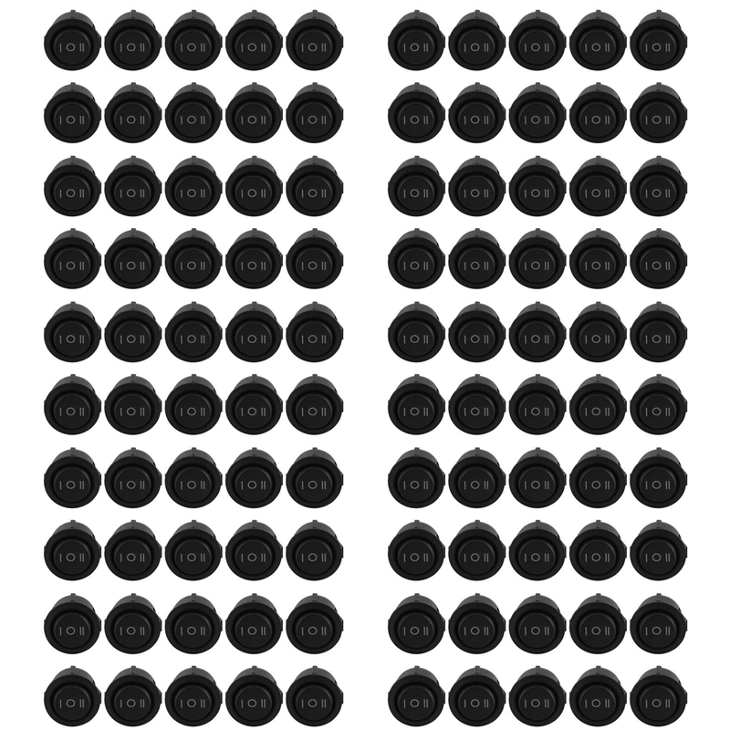 100 Pcs x ON/OFF/ON 3 Position SPDT Round Boat Rocker Switch 6A/250V 10A/125V AC