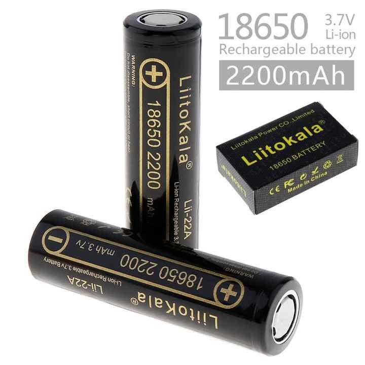 LiitoKala Lii-22A 3.7V 18650 2200mAh Rechargeable Battery li ion Batteries Li-ion Lithium Battery for Flashlight- 1pcs. 