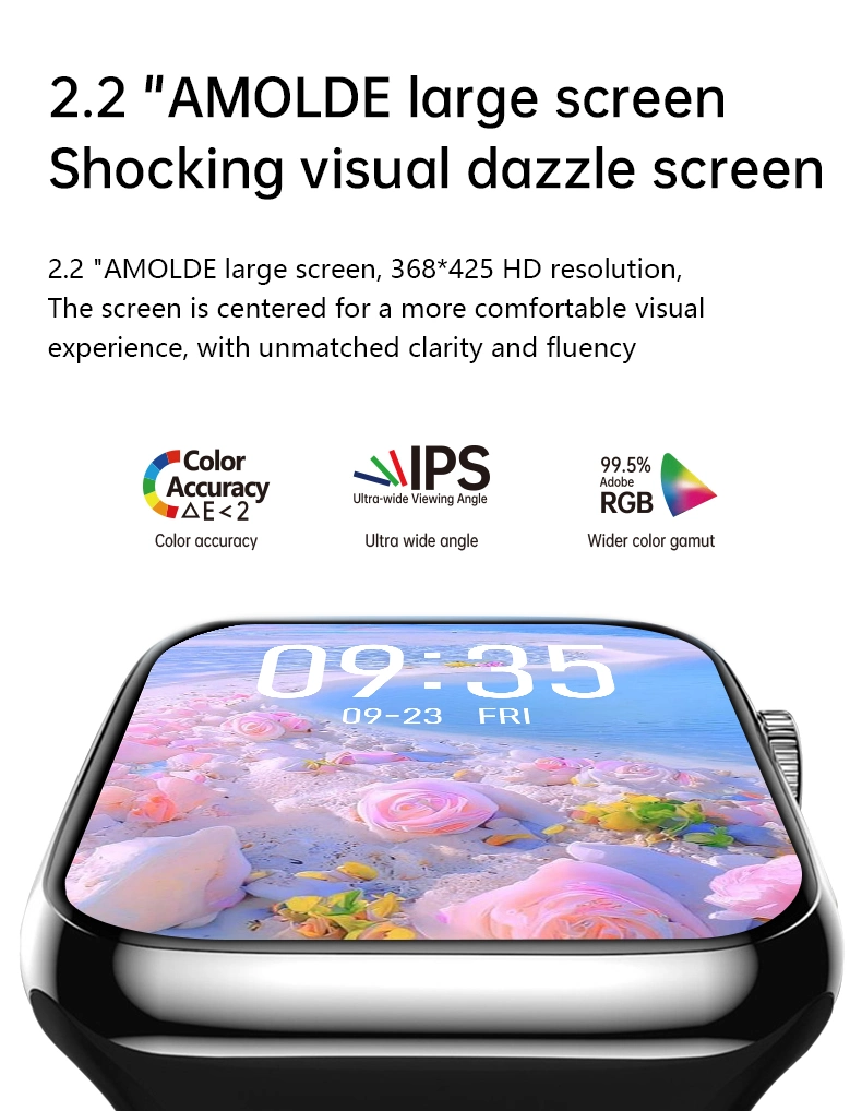 WS-S9 Max Smart Watch Bluetooth Calling 2.2" Inch Amoled Display IP68 Waterproof Fitness Tracker Watch for Men and Women. 