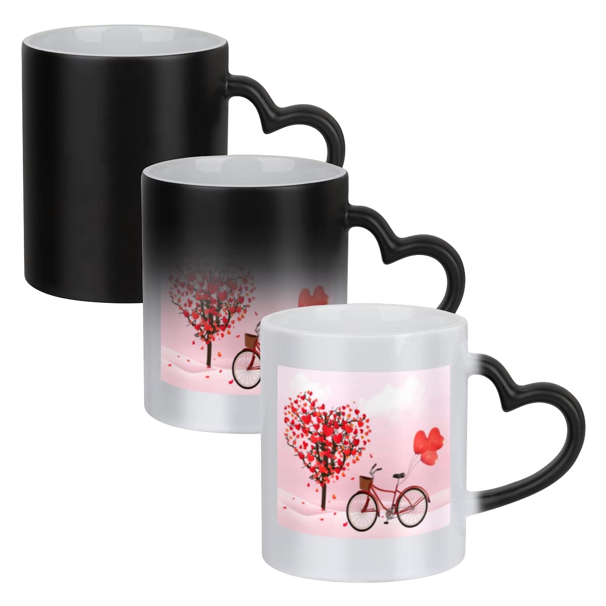 Customize The Black Magic Mug With Name - Logo - Special Gain Heart Handle - And Photo For A Unique Personalized Touch. 