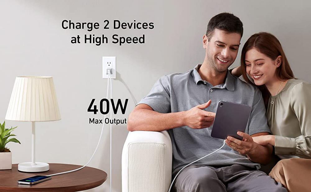 Anker Nano Pro 521 PIQ 3.0 Durable Compact Dual USB C 40W Fast Charger. 