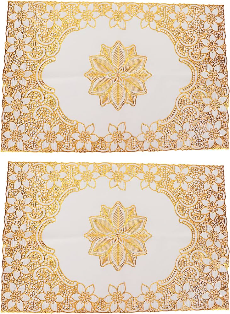 Golden Patterned Table Mat 12 Pieces. 