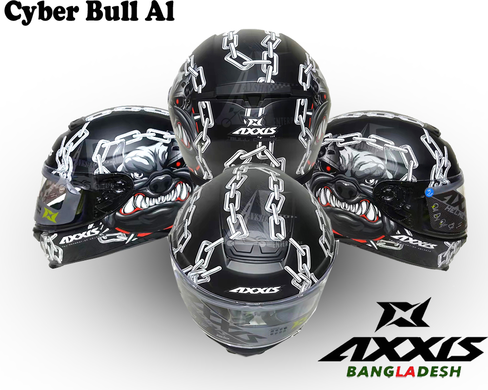 Full Face Axxis Eagle Cyber Bull A1 Matt White. 