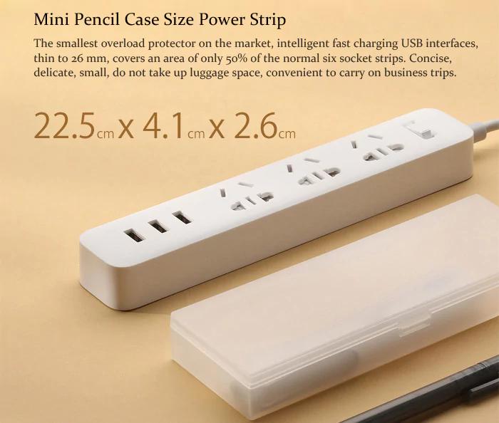 Xiaomi Mini Smart 3 Power Sockets 3 USB Charging Ports Support 2A Quick Charging Power Strip - White (white). 