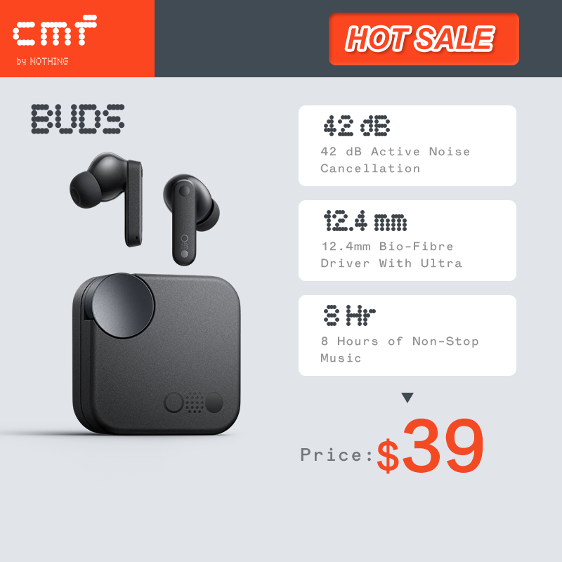 Global Verison CMF by Nothing Buds with 42 dB ANC Active Noise Cancellation with Transparency Mode IP54 Bluetooth 5.3