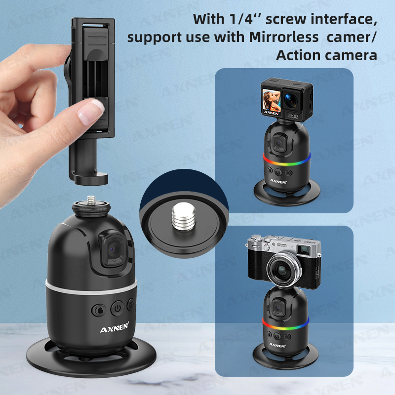 AI Face Tracking Gimbal Mobile Phone Stabilizer, 360 Auto Rotate Selfie Stand for Iphone 15 Pro Max Android, Optional Tripod. 