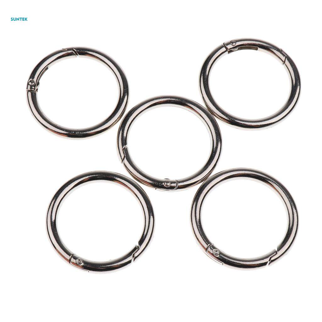 5x Round Carabiner Camping Spring Snap Clip Hook Keychain Key Ring 15mm-49mm. 