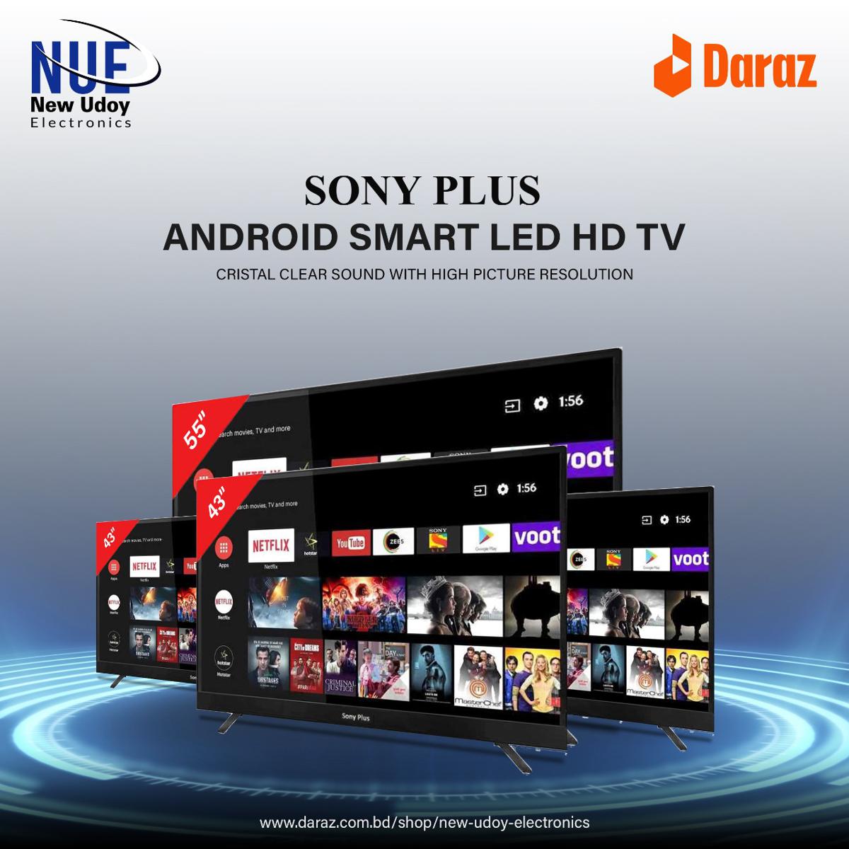 Sony Plus 55" 4K SMART ANDROID voice control TV with Free Delivery