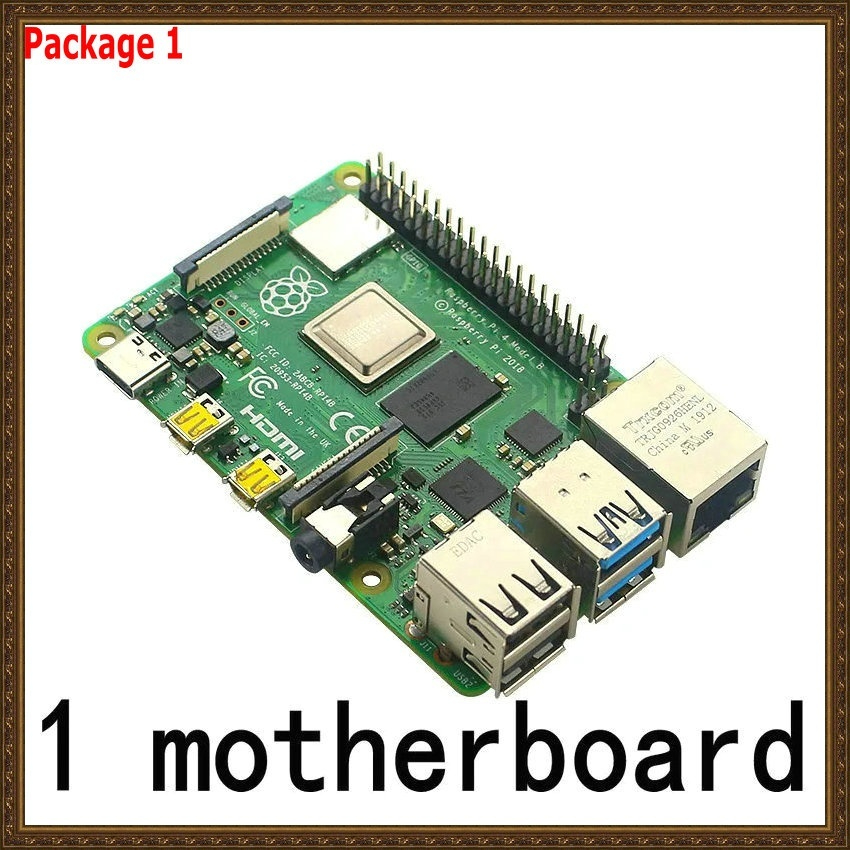 Raspberry Pi 4b  1GB/2GB/4GB/8GB RAM 64-bit 1.5GHz quad-core cpu Support WIFI Bluetooth 5.0 Development Board. 