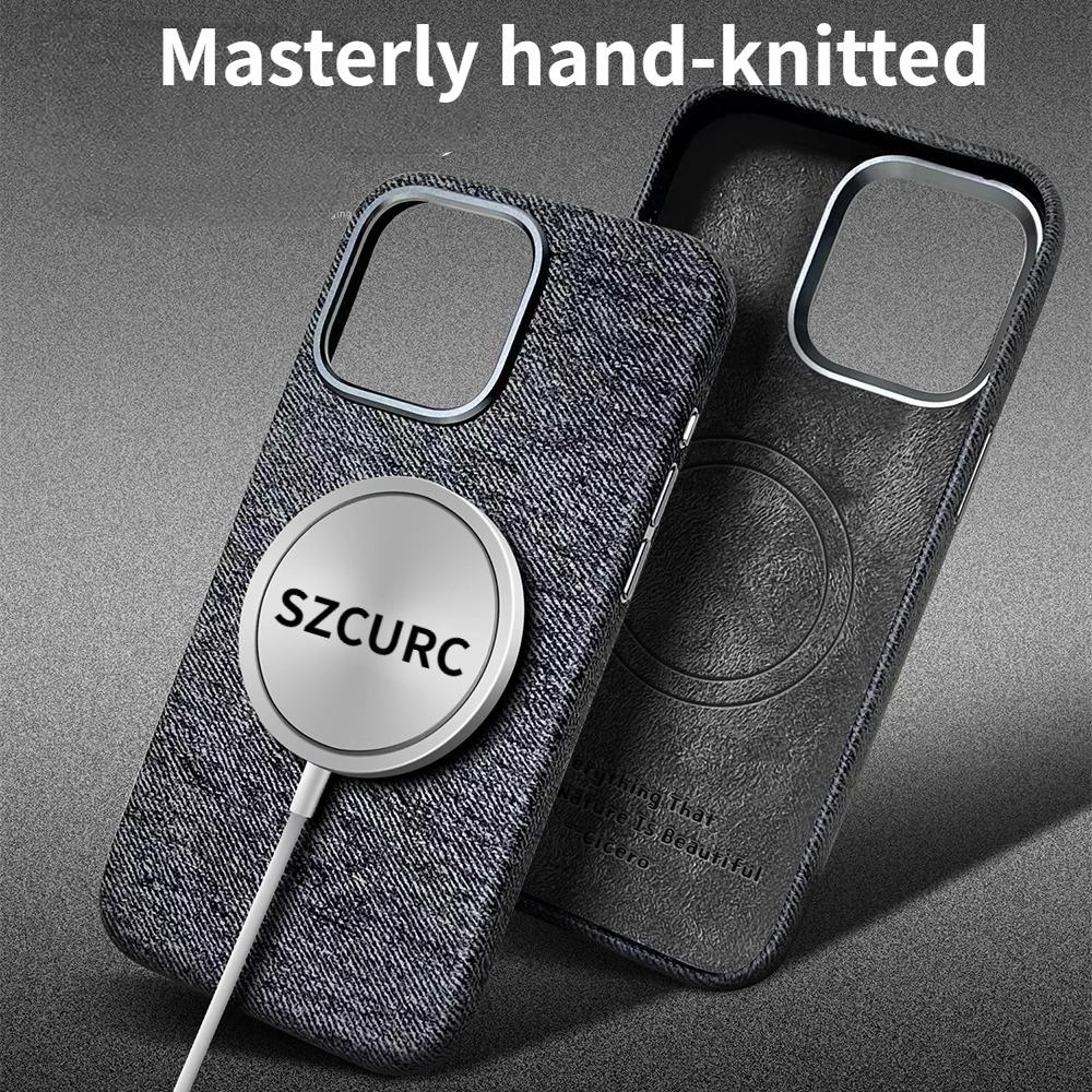 Bulletproof nylon hand-knitted iPhone case, suitable for iPhone 15 Pro Max 14 13 12 Pro, with built-in Magsafe.. 