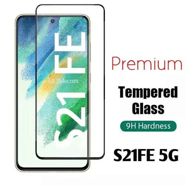 ( 3 IN1)For Samsung Galaxy S21 FE 5G (S21FE)  Premium Scratch Proof Curve Tempered Glass Screen Protector+Full camera lens+Back jell poly=3pcs. 