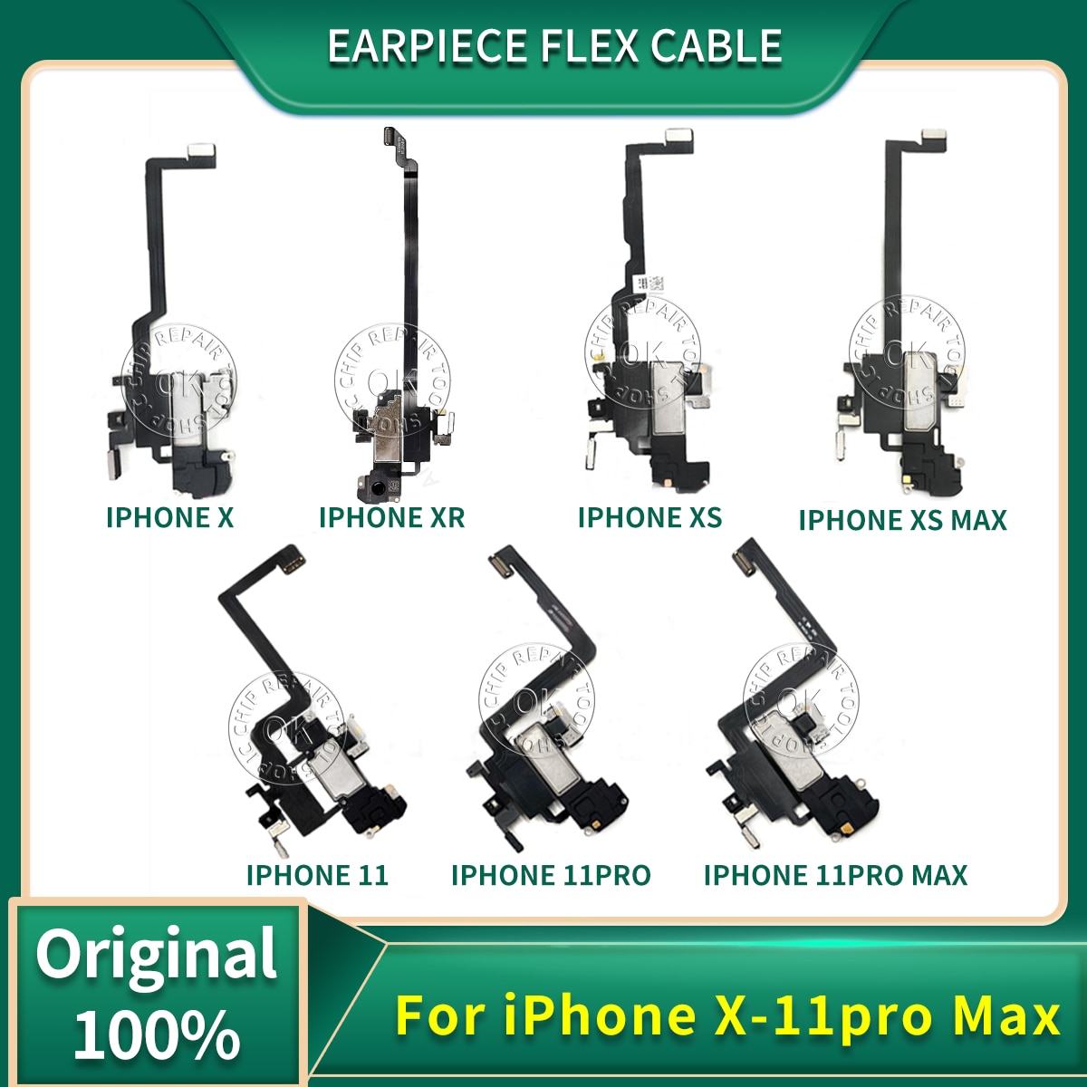 Original Ear Earpiece Flex Cable For iPhone X XR Xs 11 11 Pro Max Sensor Proximity Small Earphone Ear Speaker with Phone Face ID
