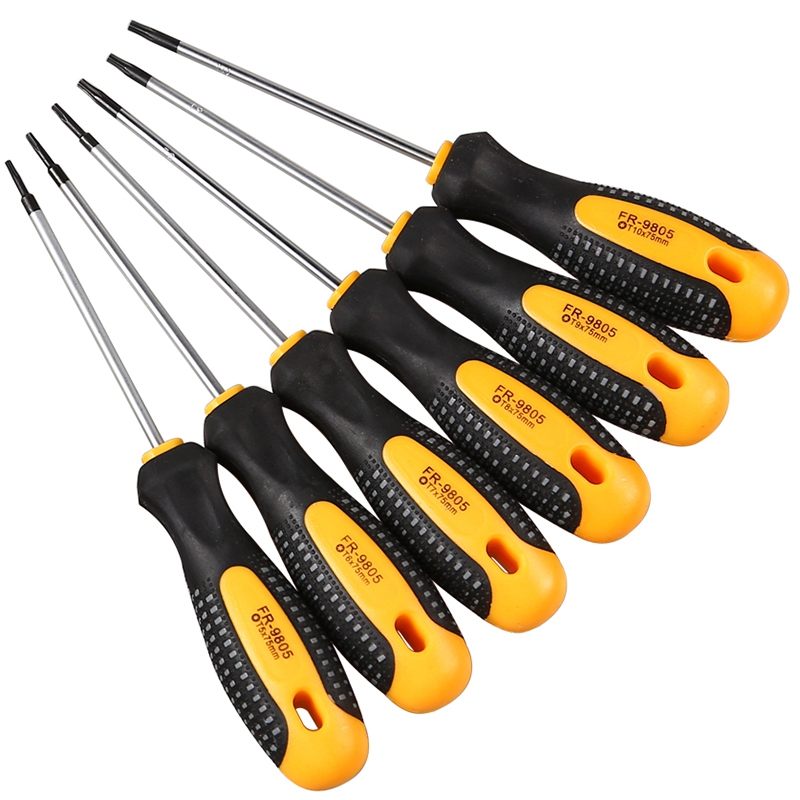 Practical product 1Set Cr-V Torx Screwdriver Set with Hole Magnetic T5-T10 Screw Driver Set Kit for Telephone Repair Hand Tool Set. 