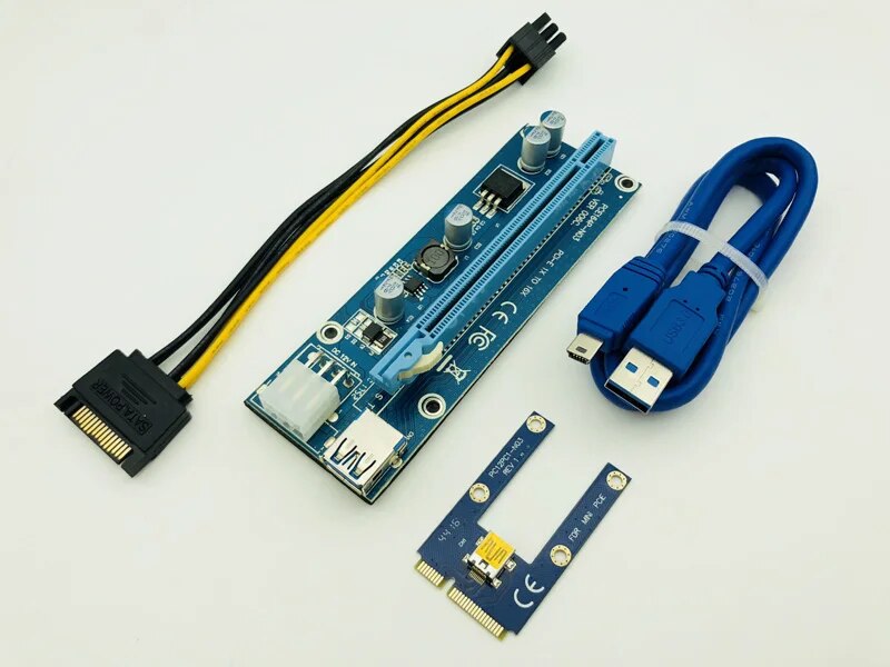 Mini PCIe PCI-E PCI Express Riser Card to PCIE Extender 16X SATA to 6Pin IDE Molex Power Cable for BTC ETH Litecoin Miner Mining