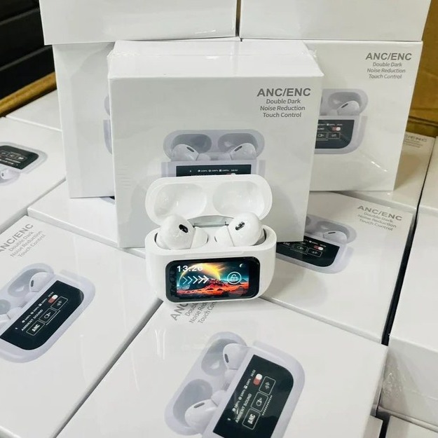 Airpods Pro With Screen Display ANC / ENC Dobble Dark Touch Control Noise Reduction Bluetooth Headphone Airpods Pro 2 Display