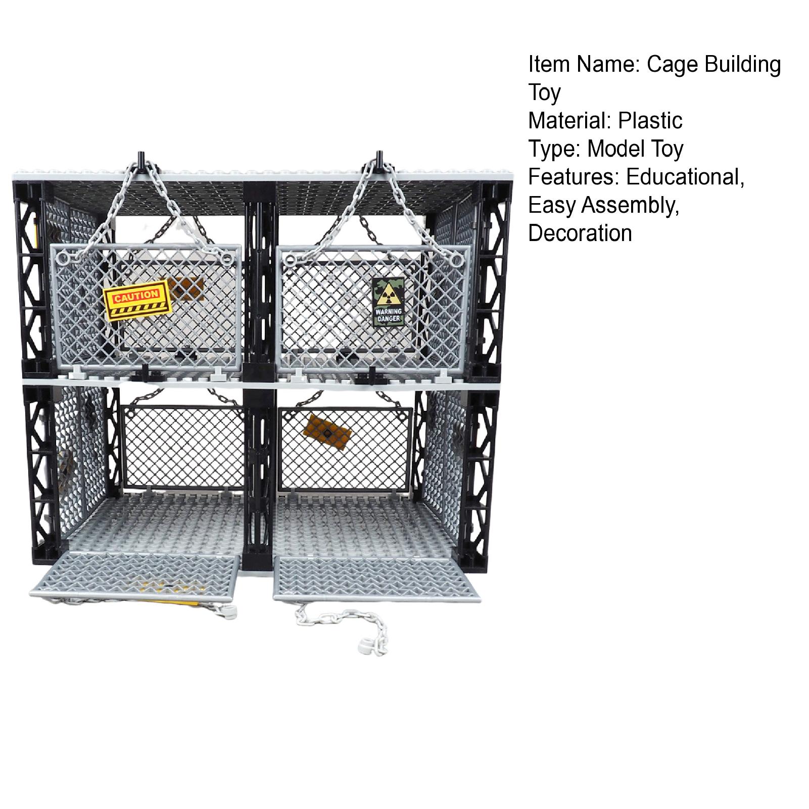 Prisoner Cage Model Double Layers Cage Building Block Toy Educational Doomsday Scene Model for Boys Girls Desktop Decoration Toddler Gift Prison Cage Ornament