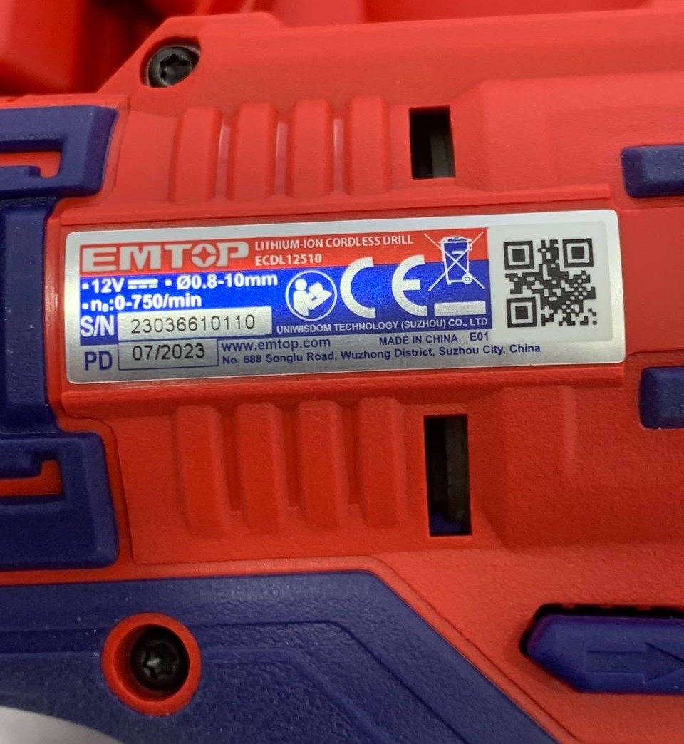 EMTOP Cordless Drill(12V) ECDL12510. 