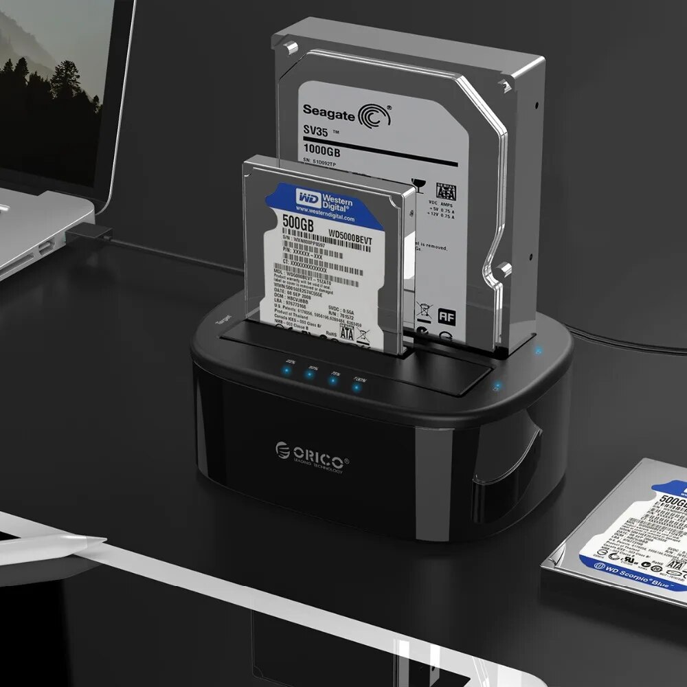 ORICO Clone Docking Station 2.5 3.5 Dual Bay SATA To USB 3.0 HDD Enclosure Tool Free Duplicator HDD Case 24TB for Windows Mac OS. 