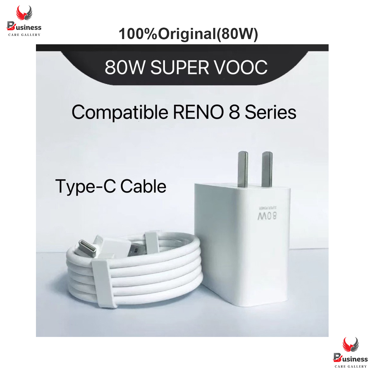 Oppo Premium Quality Supervooc 80W Fast Charger EU Adapter USB Type C Cable For OPPO Find X5 X3 Pro,Reno8 T 5G,Reno8 T 4G,OPPO A78,A58, F21 Pro. 