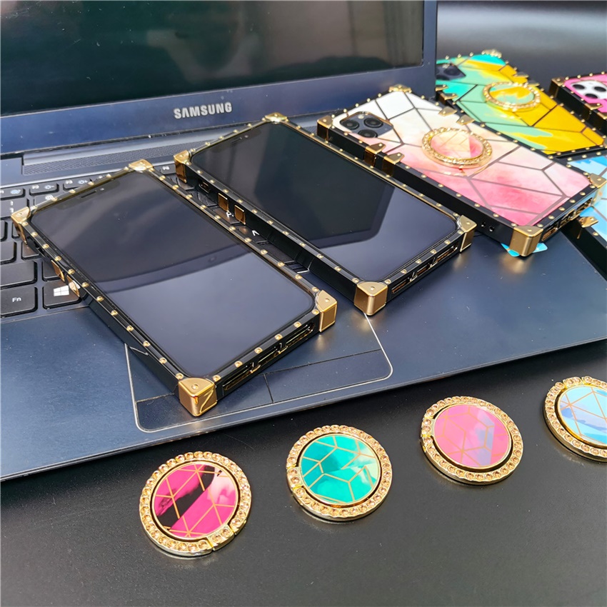 Luxury Glitter Gradient Geometric Square Cover Case For Xiaomi Redmi Note 11 PRO 10 PRO MAX 9 9A 9C 10 10A 10C POCO X3 GT M3 M4. 
