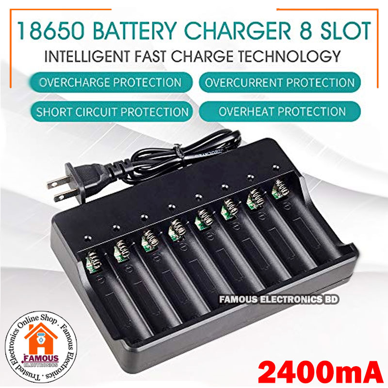 18650 Battery Charger 8 Slots for Rechargeable Batteries and Universal Smart Battery Charger for 18650 18500 18350 Li-Ion Intellicharge Charger 8 Bay (Battery Not Included). 