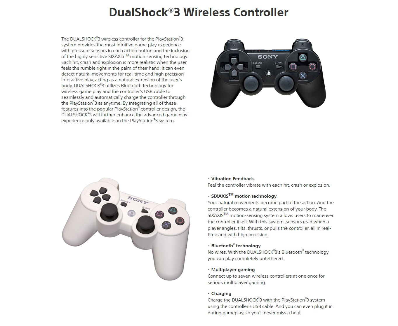 Sony PS3 DUALSHOCK3 Wireless Controller. 