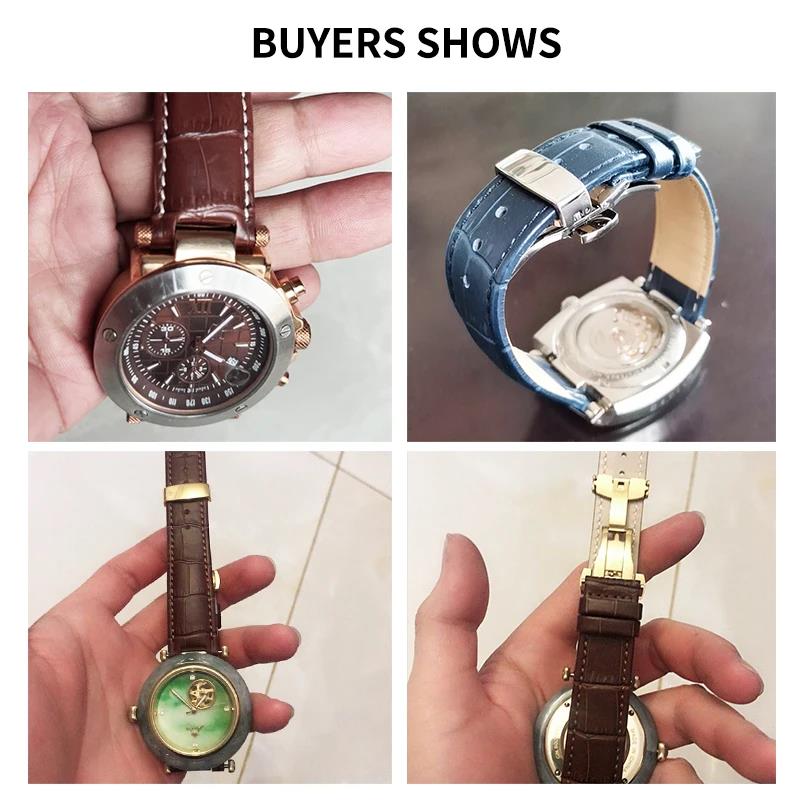 For Gucci Guess Cartier Pasa Men with Tool 20 22mm Watch Strap Bamboo Knot Pattern Concave Interface Genuine Leather Watchband. 