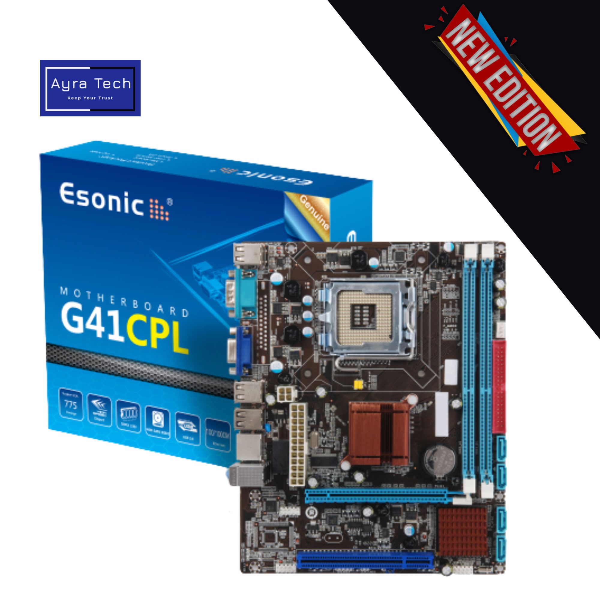 Esonic G41 DDR3 Motherboard With Intel G41 Chipset Intel CH7 Chipset With 01 year Warranty. 