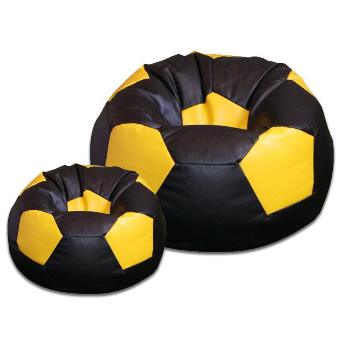 Football Bean Bag Chair with Footrest – Extra Large Size - Premium Black & Yellow